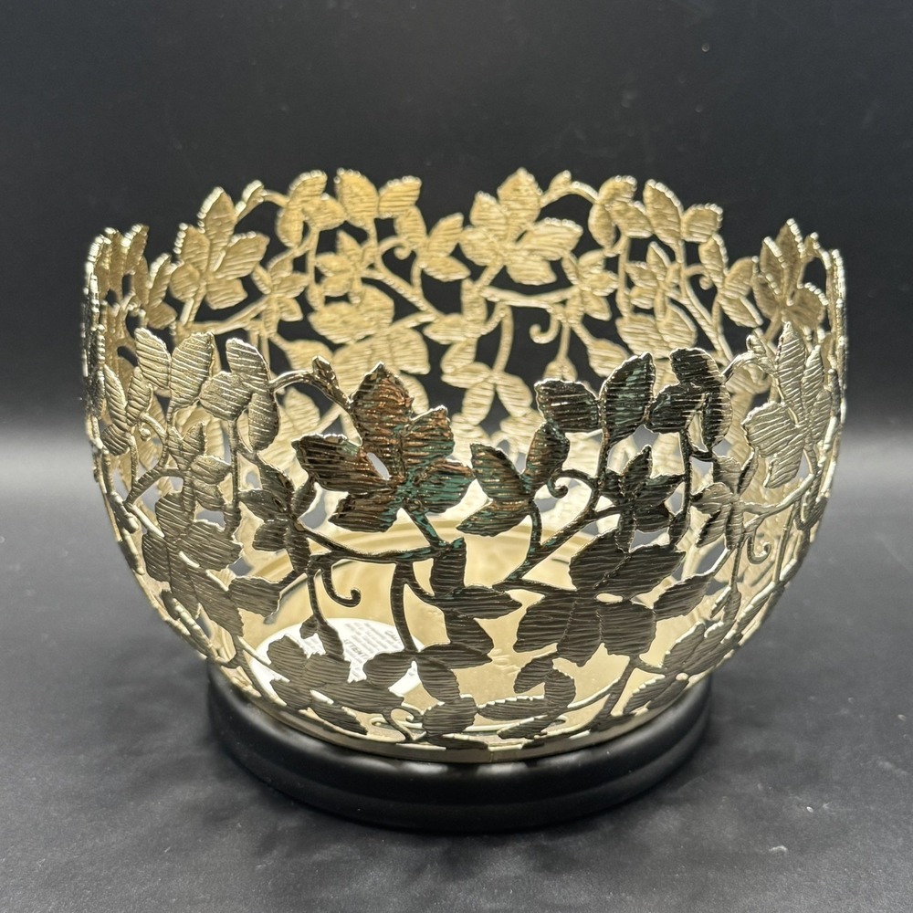 Bath & Body GOLD LEAVES & VINES 3 Wick Candle Sleeve Holder